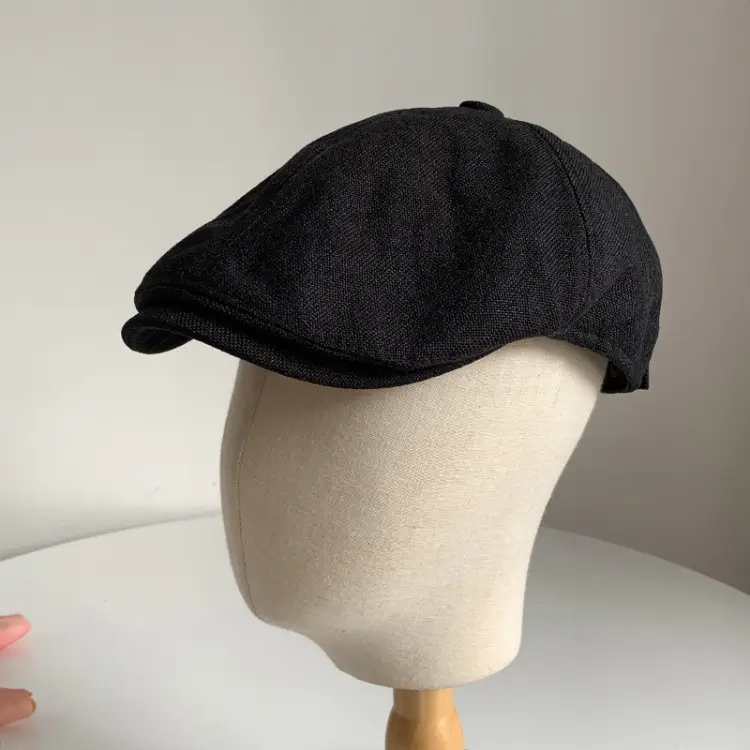 Men's British Beret Cotton Linen Peaked Cap - Image 3