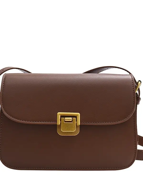 Elegant Women's Brown Messenger Bag with Gold Clasp