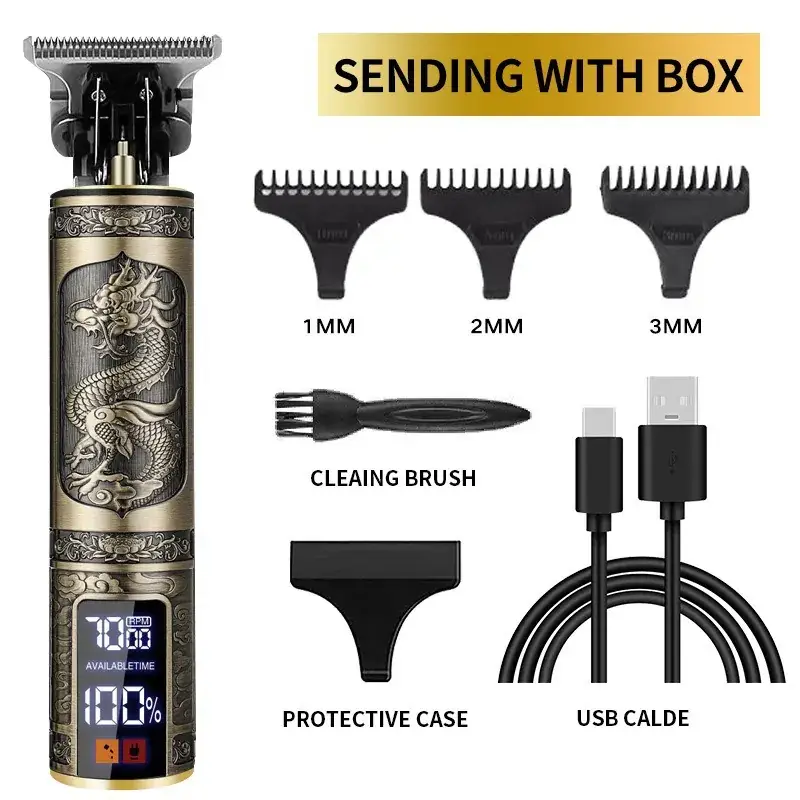 Rechargeable T9 Hair Clipper with 6 Blades - Image 37