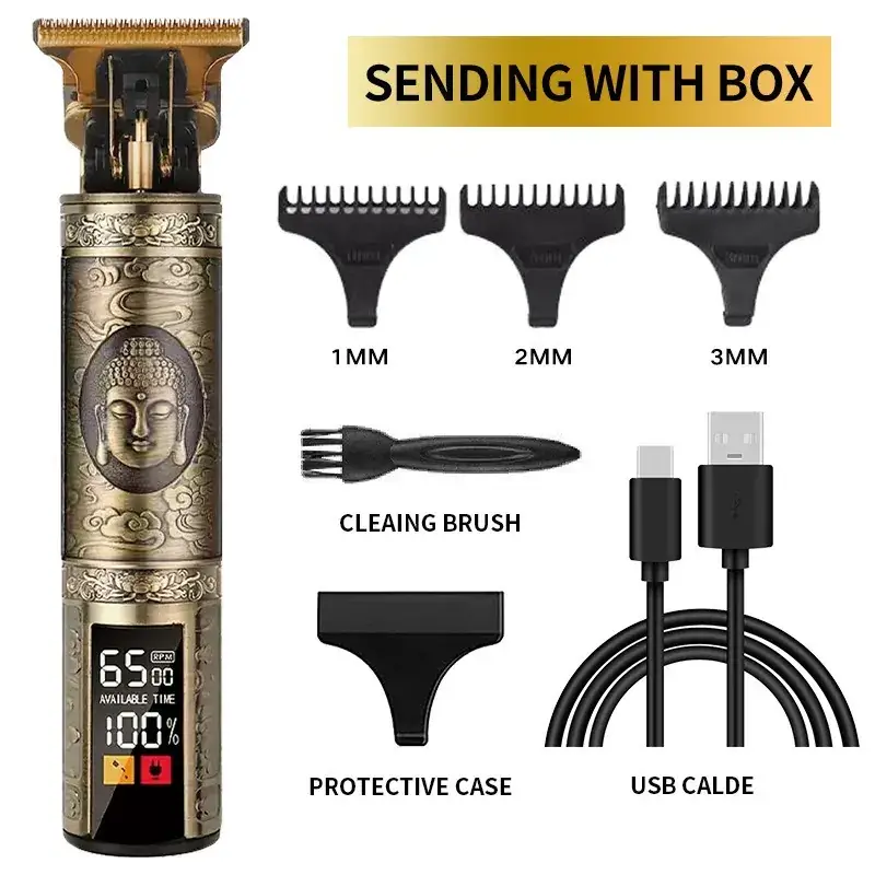 Rechargeable T9 Hair Clipper with 6 Blades - Image 38