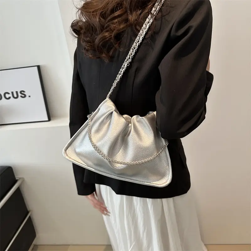 Silver Chain Tote Bag for Women 2024 Spring Summer - Image 7