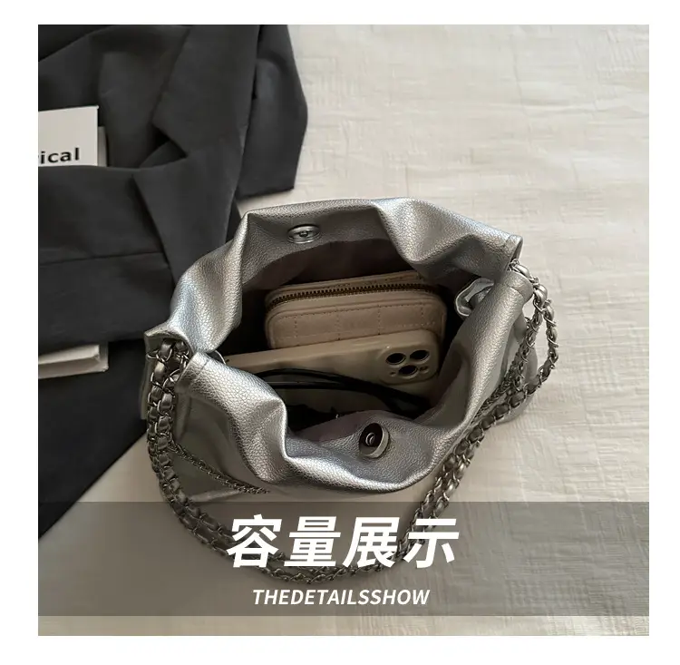 Silver Chain Tote Bag for Women 2024 Spring Summer — feature 7