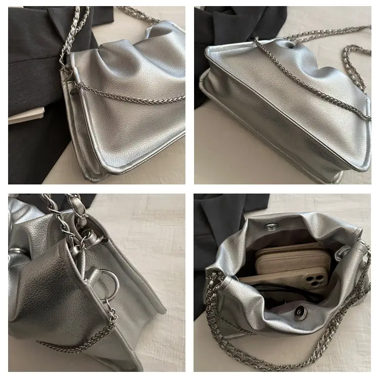 Silver Chain Tote Bag for Women 2024 Spring Summer — feature 8