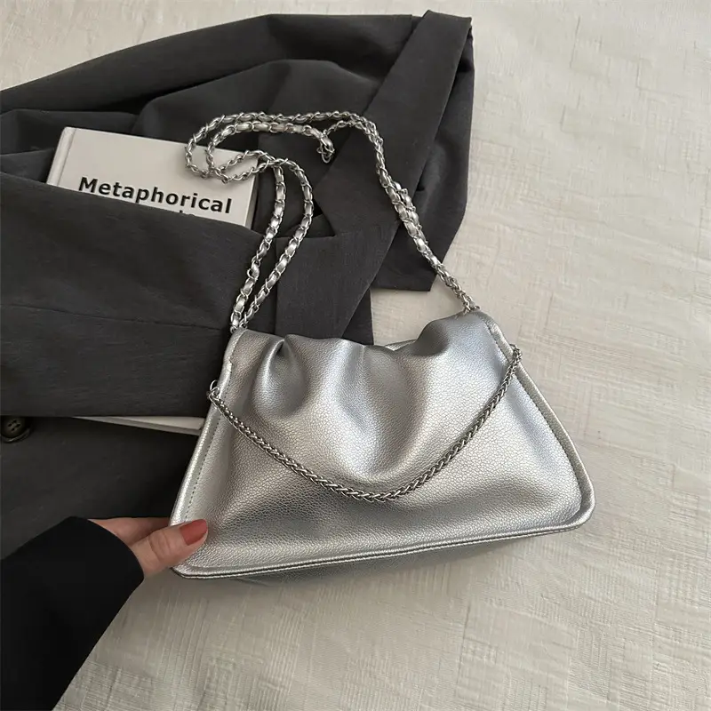 Silver Chain Tote Bag for Women 2024 Spring Summer - Image 3