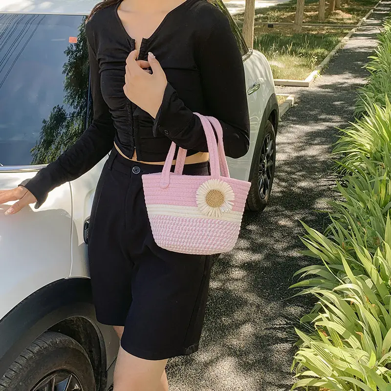 Women's Bow Decorated Straw Bucket Bag 2024 - Image 10