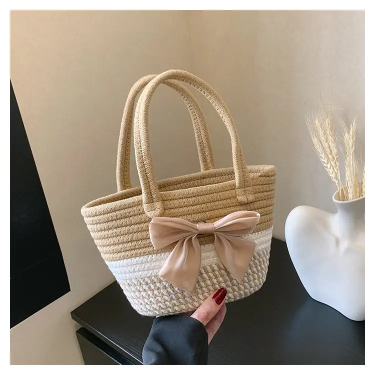 Women's Bow Decorated Straw Bucket Bag 2024 — feature 23