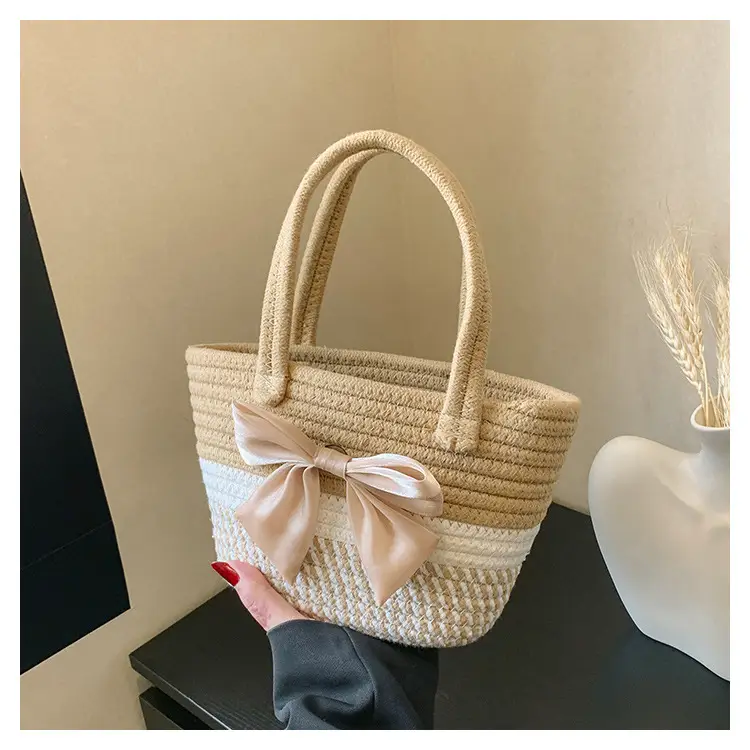 Women's Bow Decorated Straw Bucket Bag 2024 — feature 24
