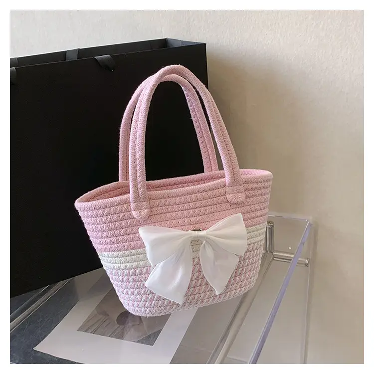 Women's Bow Decorated Straw Bucket Bag 2024 — feature 25