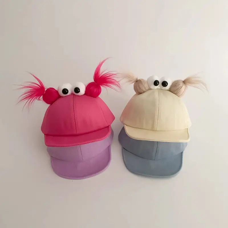 Autumn Beige Peaked Hat with Cute Eyes - Image 6