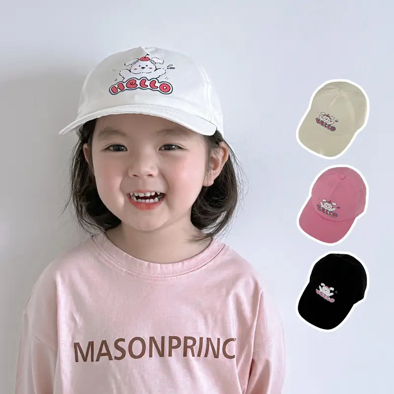 Autumn South Kids Peaked Cap with Cute Rabbit Embroidery