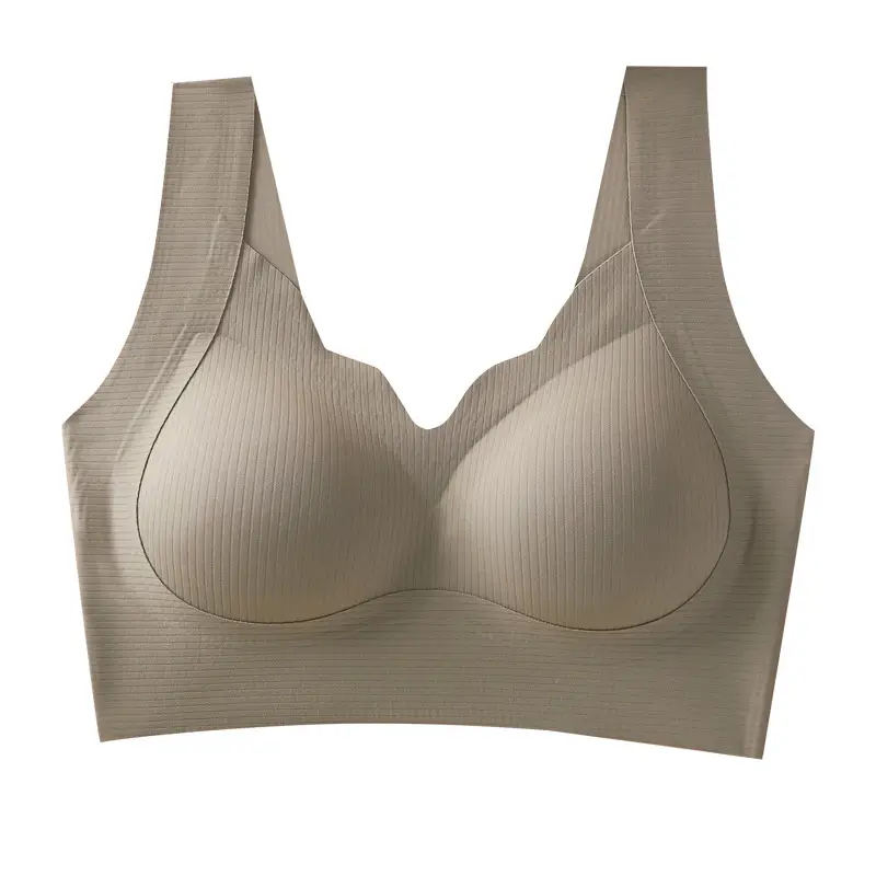 No-cut Naked Sense Beautiful Back Gather-up Underwear Vest-type Breast-closing Fixed Cup Bra Comfortable No-rimless Sleeping Bra