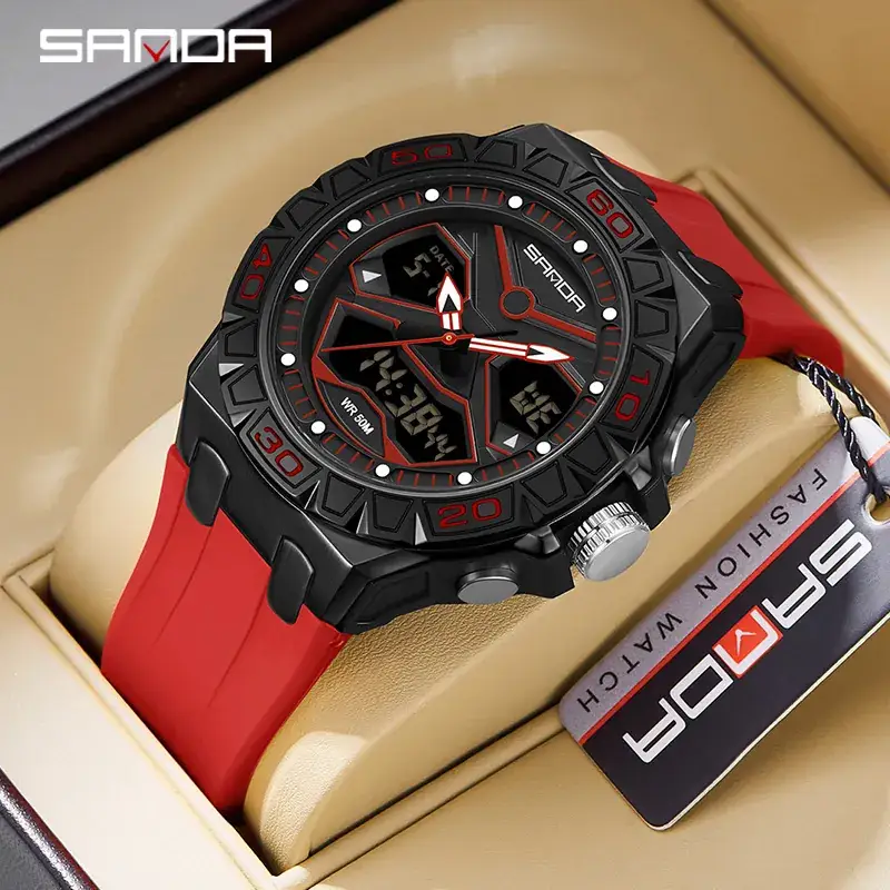Sanda Digital Analog Sports Watch Black Waterproof Male Female - Image 12