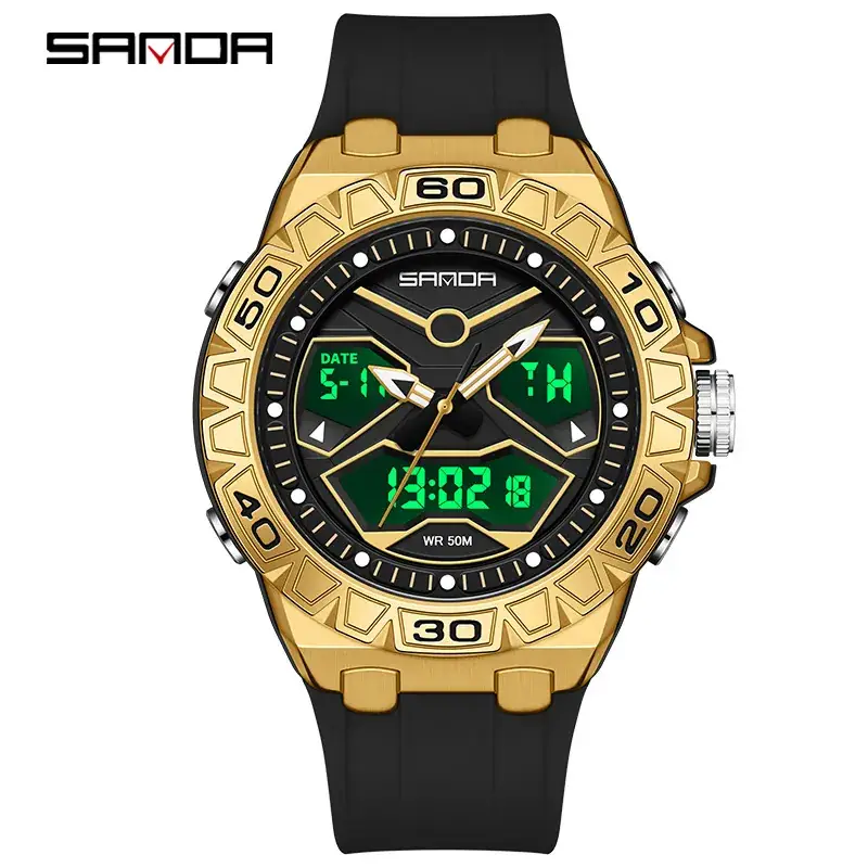 Sanda Digital Analog Sports Watch Black Waterproof Male Female - Image 14