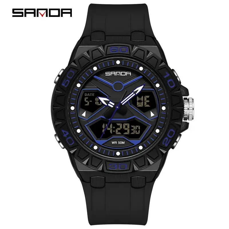 Sanda Digital Analog Sports Watch Black Waterproof Male Female - Image 6