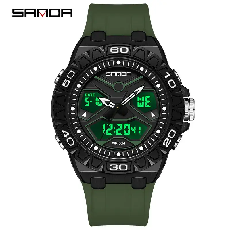 Sanda Digital Analog Sports Watch Black Waterproof Male Female - Image 7