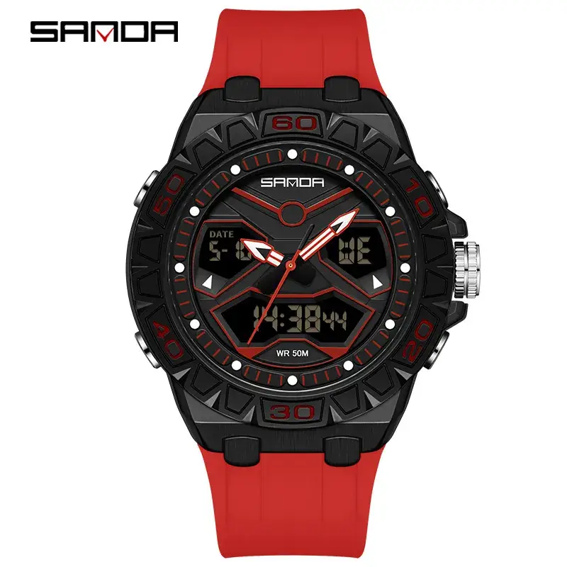 Sanda Digital Analog Sports Watch Black Waterproof Male Female - Image 8