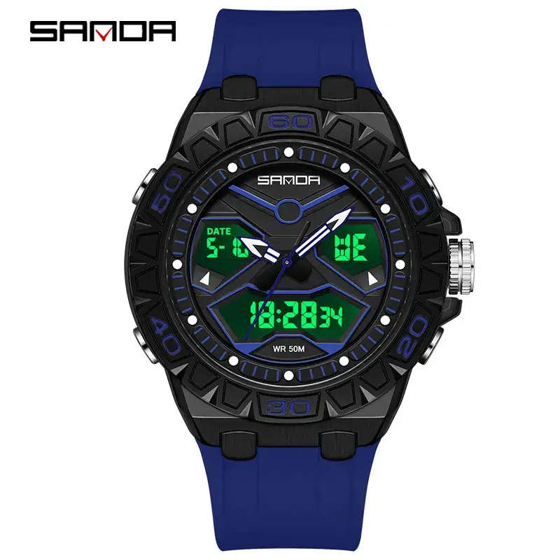 Sanda Digital Analog Sports Watch Black Waterproof Male Female - Image 9