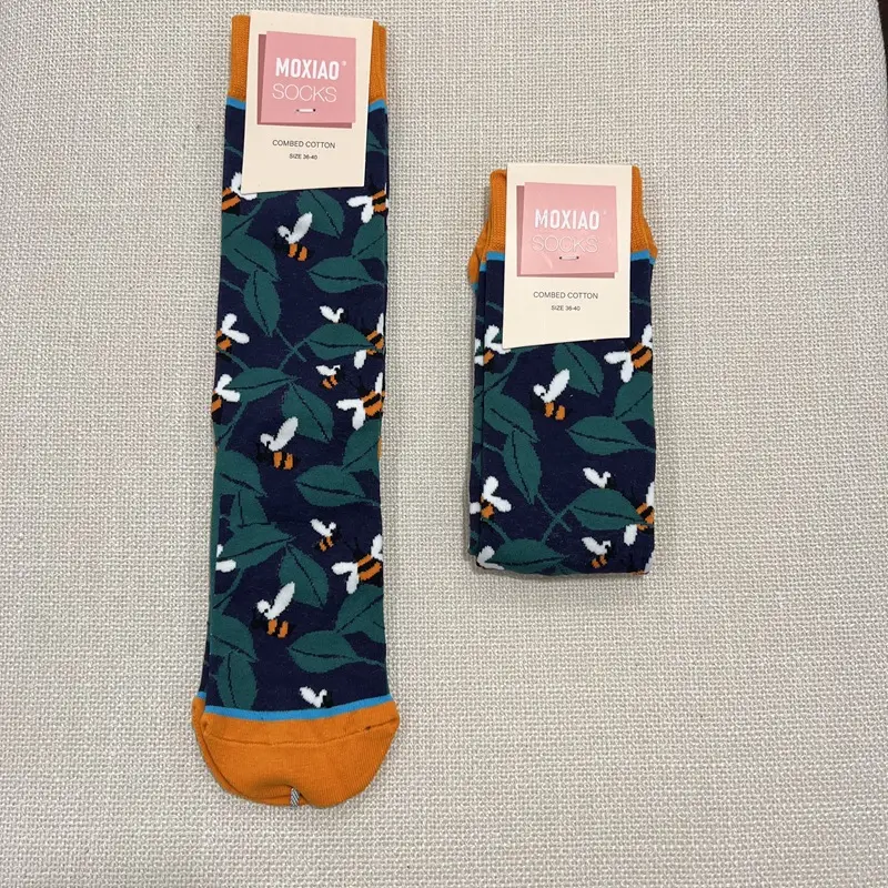 Fun Oil Painting Socks Women's Mid-length Socks ins Trendy Socks Men's Outer Wear Versatile Colorfulful Retro Literary Calf Cotton Socks — feature 12