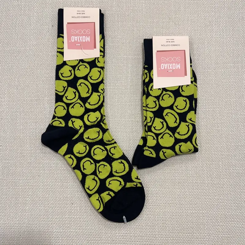Fun Oil Painting Socks Women's Mid-length Socks ins Trendy Socks Men's Outer Wear Versatile Colorfulful Retro Literary Calf Cotton Socks — feature 14