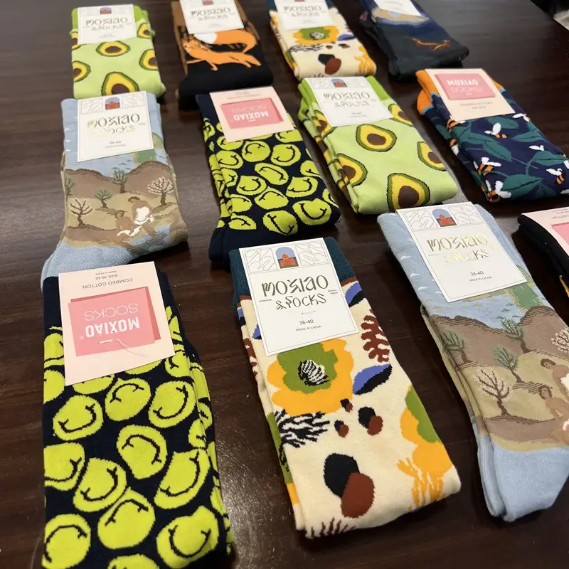 Fun Oil Painting Socks Women's Mid-length Socks ins Trendy Socks Men's Outer Wear Versatile Colorfulful Retro Literary Calf Cotton Socks — feature 21