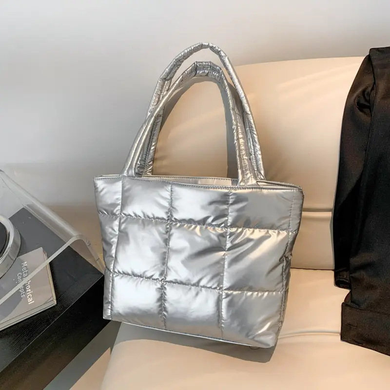 Korean Style Gold Quilted Shoulder Bag for Women - Image 8