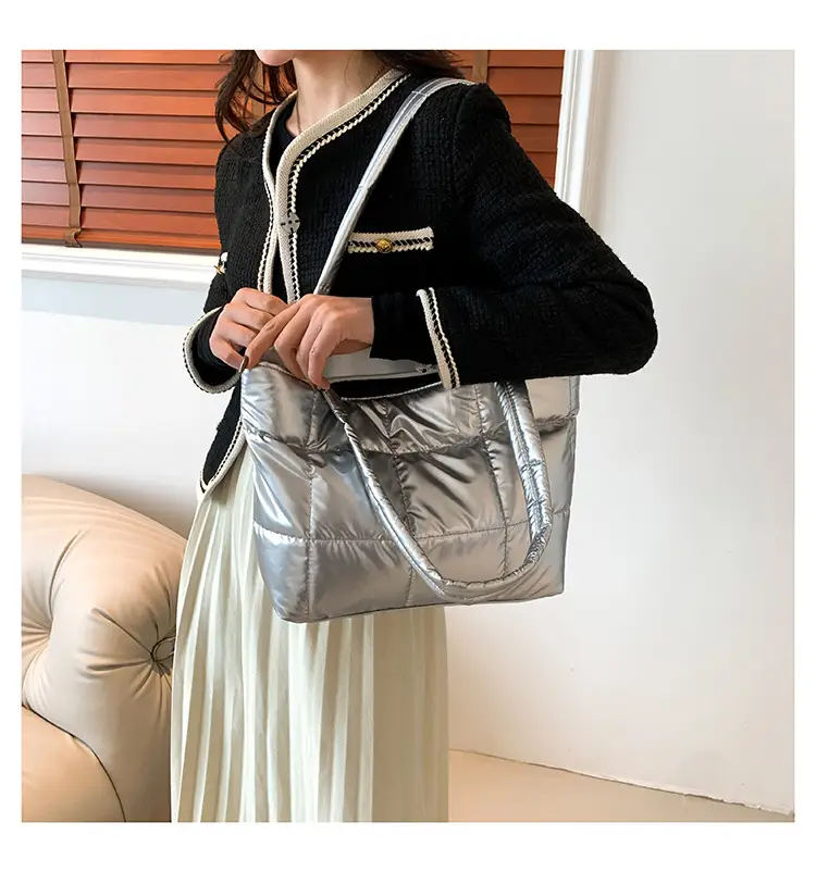 Korean Style Gold Quilted Shoulder Bag for Women — feature 13