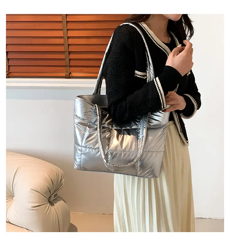 Korean Style Gold Quilted Shoulder Bag for Women — feature 14