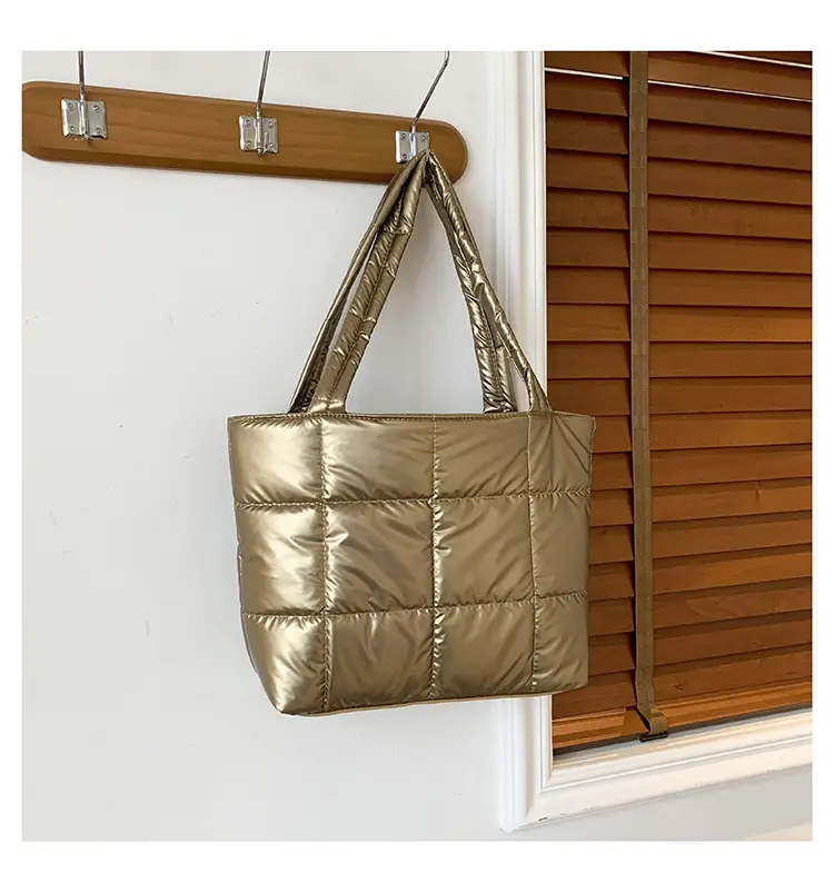 Korean Style Gold Quilted Shoulder Bag for Women — feature 23