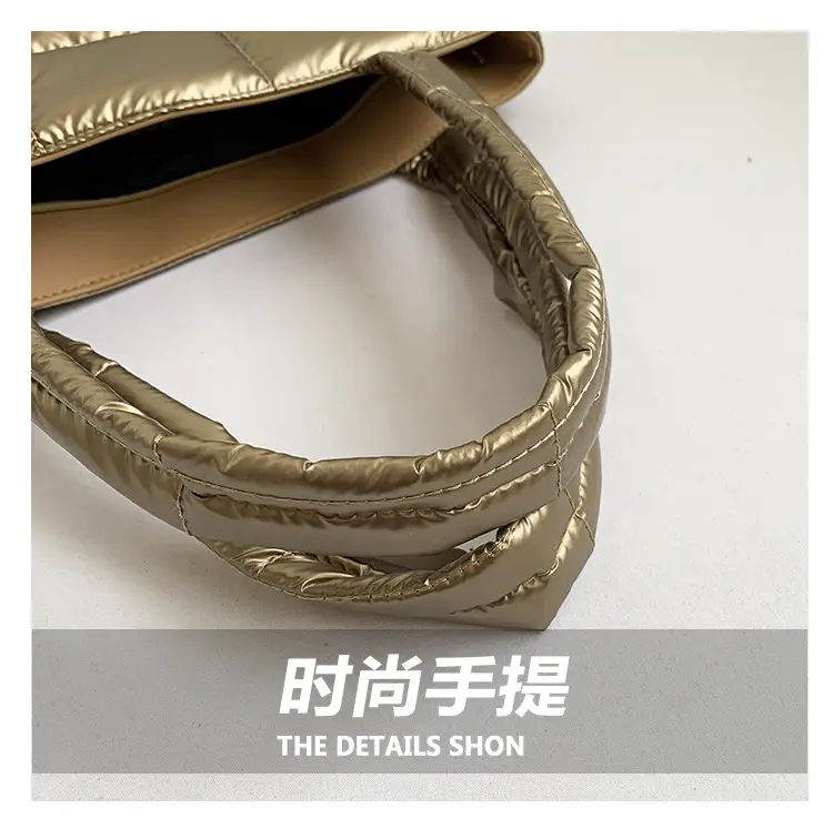Korean Style Gold Quilted Shoulder Bag for Women — feature 3