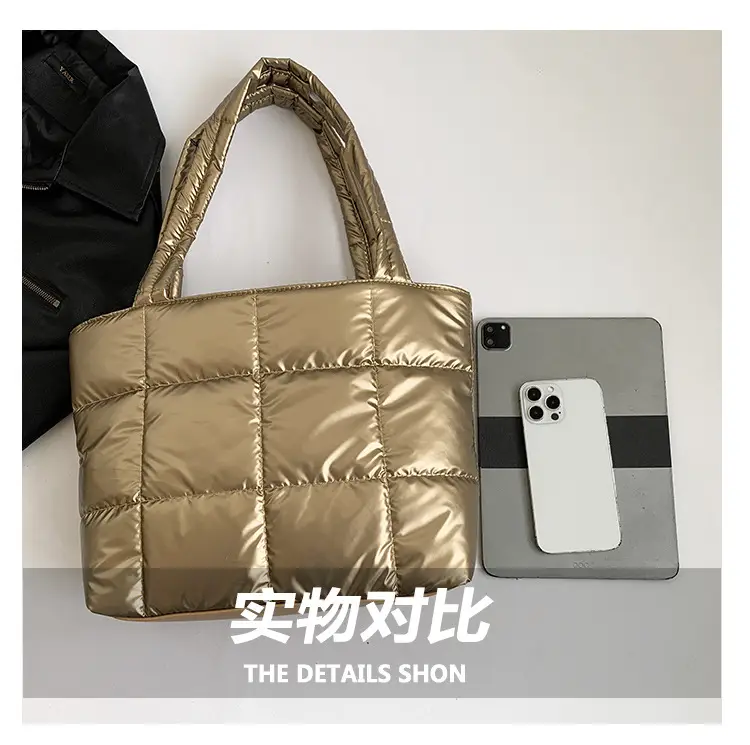 Korean Style Gold Quilted Shoulder Bag for Women — feature 5