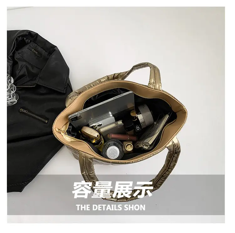 Korean Style Gold Quilted Shoulder Bag for Women — feature 6
