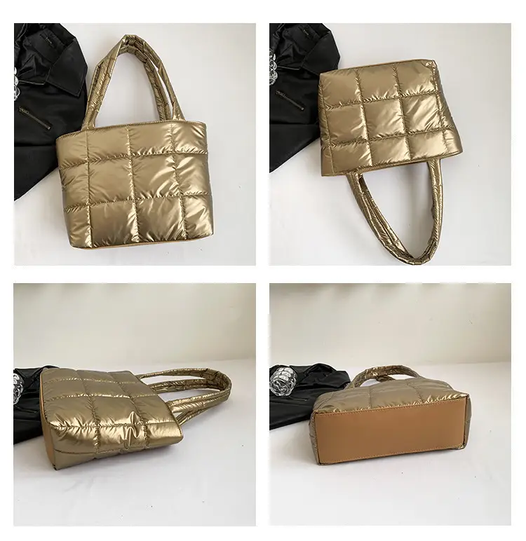 Korean Style Gold Quilted Shoulder Bag for Women — feature 7