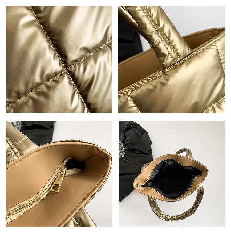 Korean Style Gold Quilted Shoulder Bag for Women — feature 8