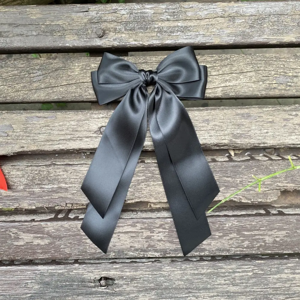 Black Silk Bow Hairpin for Girls Cross Border — feature 5