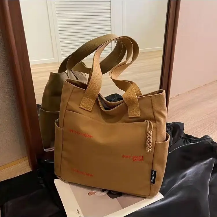 Women Canvas Shoulder Bag Large Capacity Book Loading Commuter - Image 6