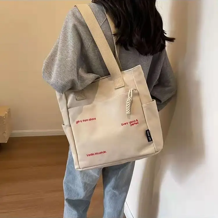 Women Canvas Shoulder Bag Large Capacity Book Loading Commuter - Image 8