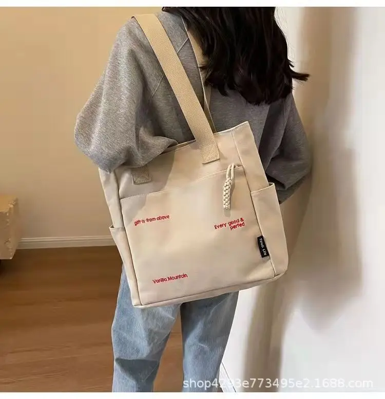 Women Canvas Shoulder Bag Large Capacity Book Loading Commuter — feature 13