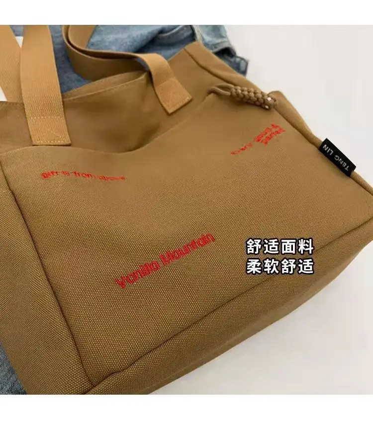 Women Canvas Shoulder Bag Large Capacity Book Loading Commuter — feature 18