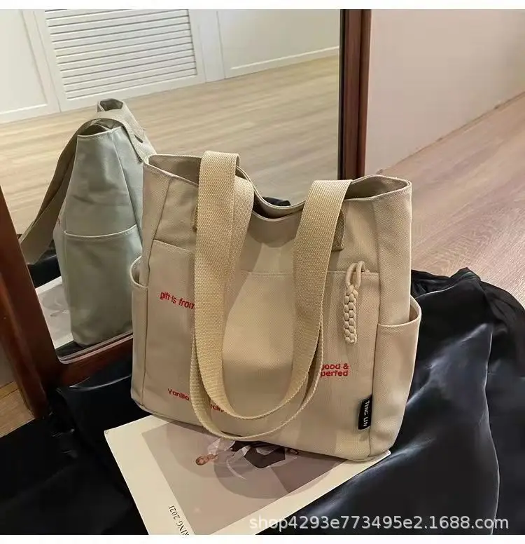 Women Canvas Shoulder Bag Large Capacity Book Loading Commuter — feature 19