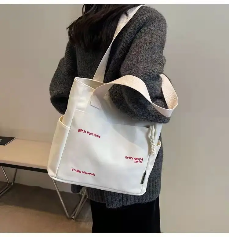 Women Canvas Shoulder Bag Large Capacity Book Loading Commuter — feature 2