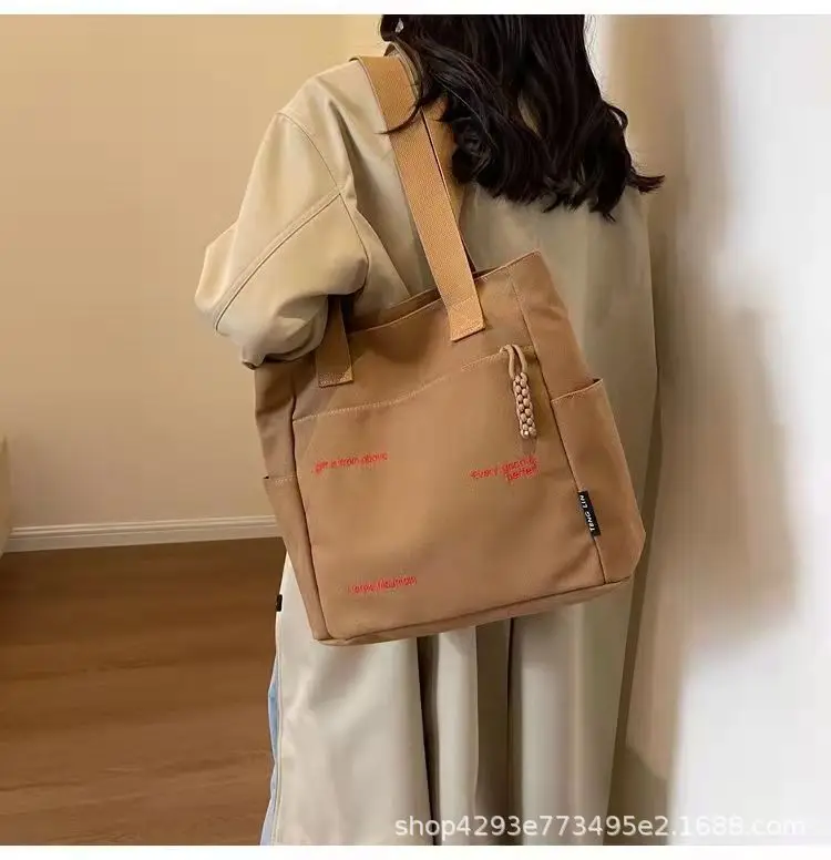 Women Canvas Shoulder Bag Large Capacity Book Loading Commuter — feature 22