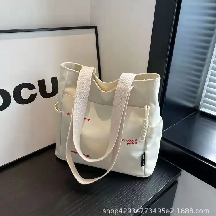 Women Canvas Shoulder Bag Large Capacity Book Loading Commuter — feature 4