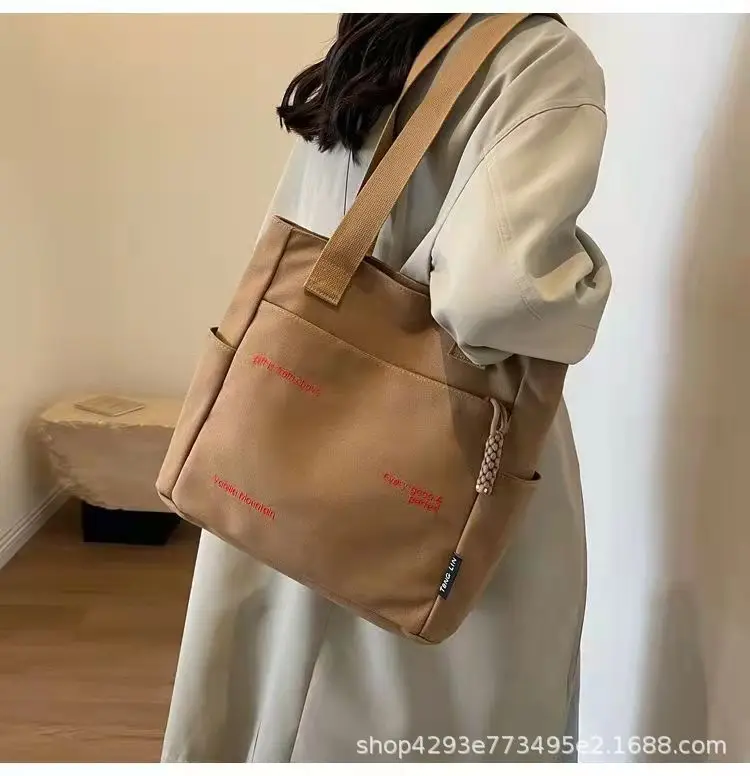 Women Canvas Shoulder Bag Large Capacity Book Loading Commuter — feature 21