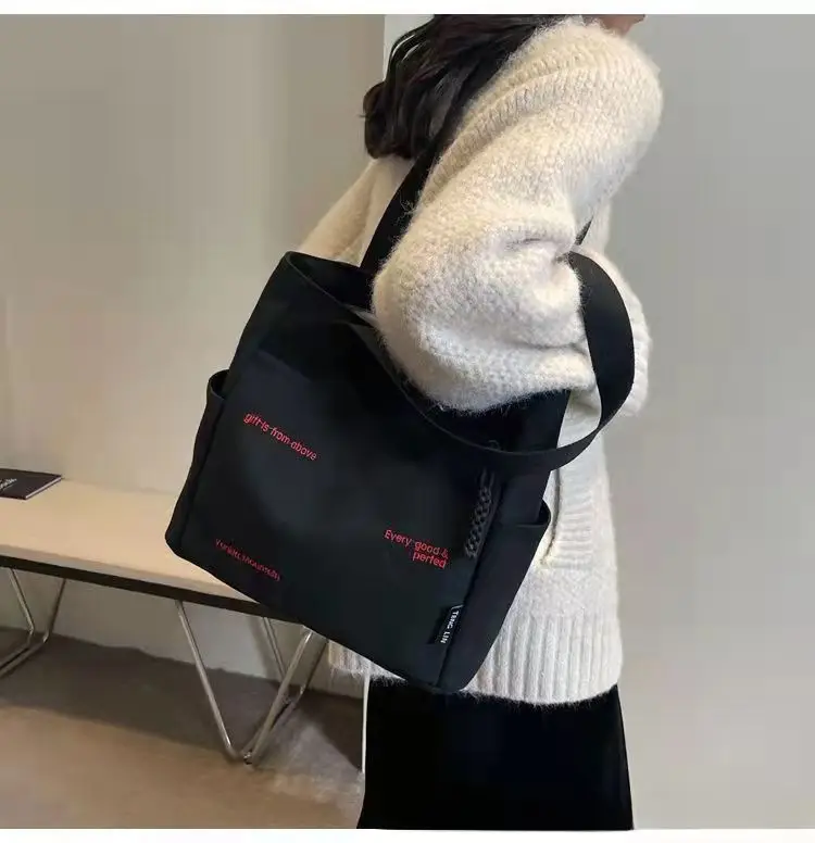 Women Canvas Shoulder Bag Large Capacity Book Loading Commuter - Image 3