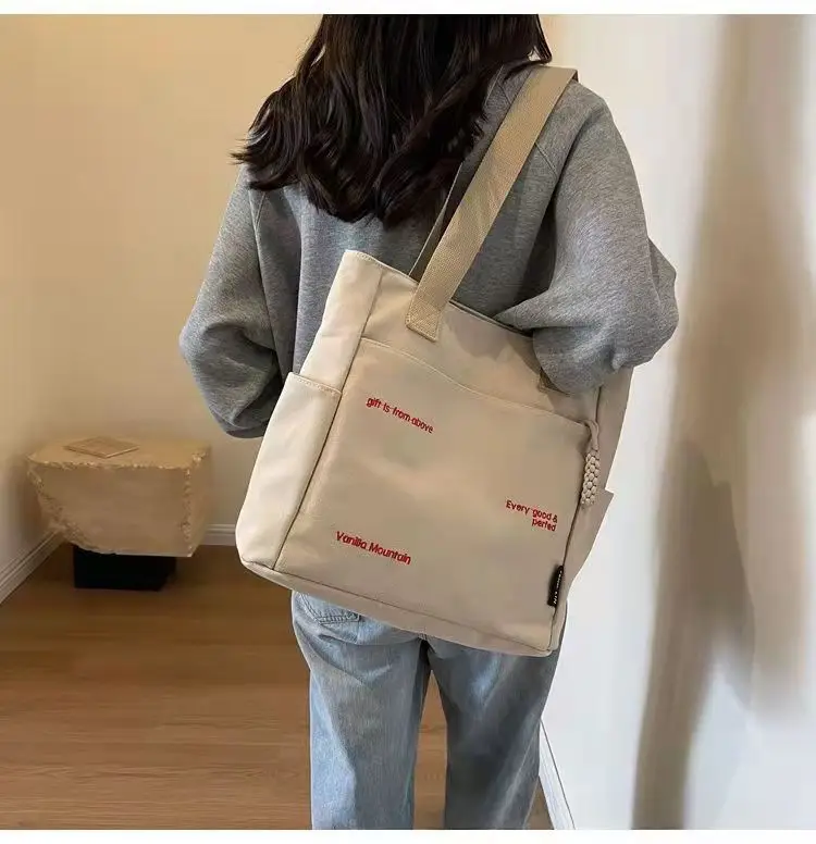 Women Canvas Shoulder Bag Large Capacity Book Loading Commuter - Image 4