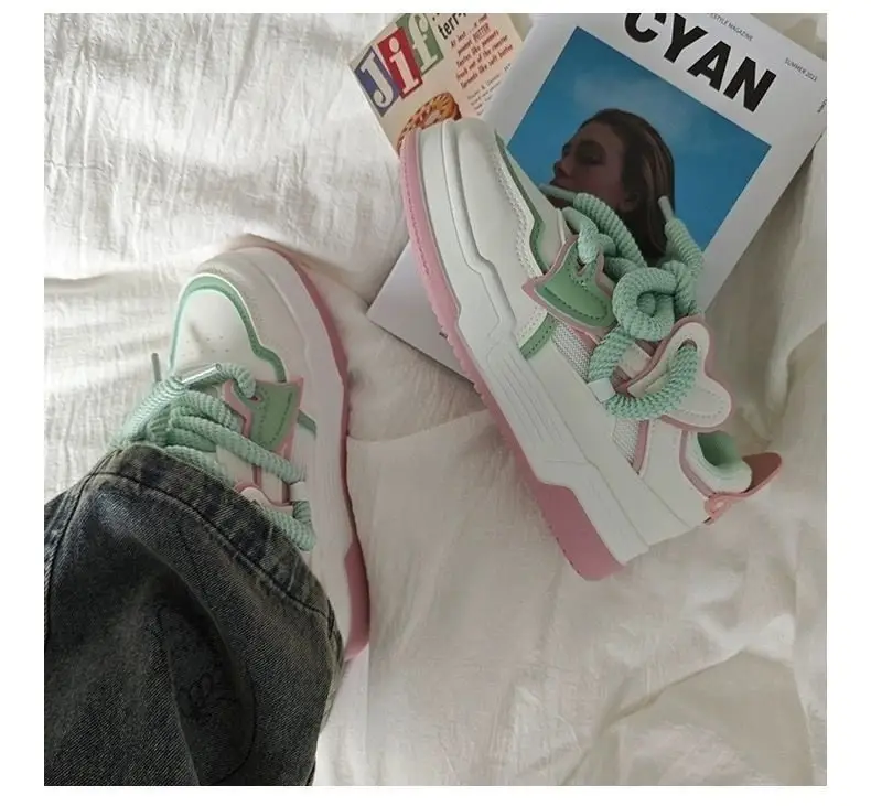 Women Mesh Sneakers Black Pink White 2024 New Spring — feature 11