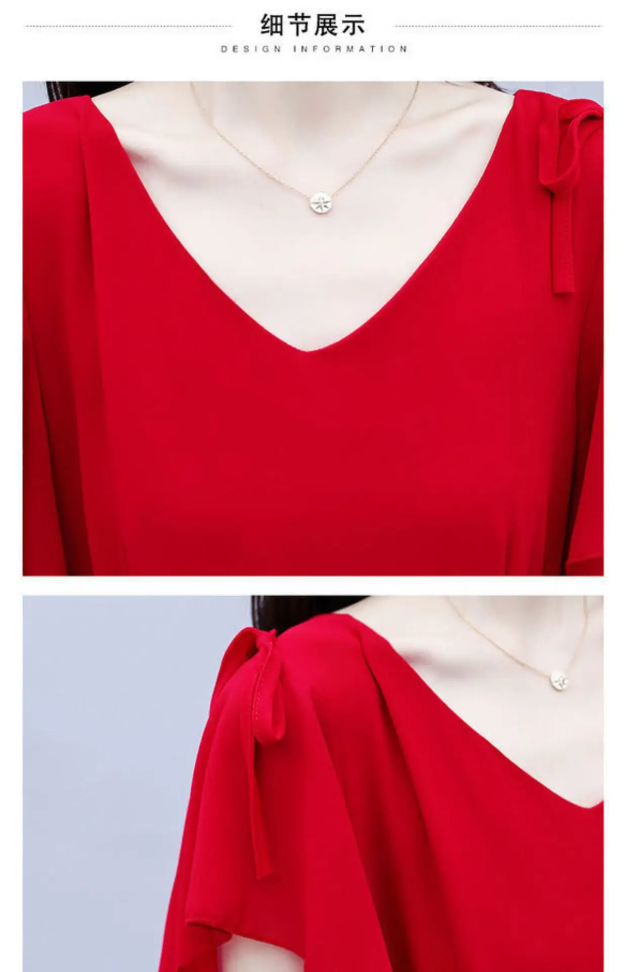 Red Korean Style Mid-Length Irregular Dress for Women — feature 14