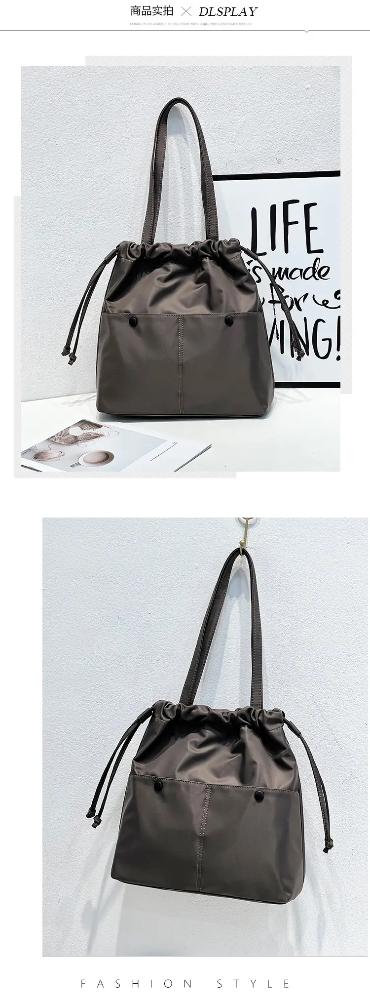 Lightweight Waterproof Drawstring Shoulder Bag — feature 6