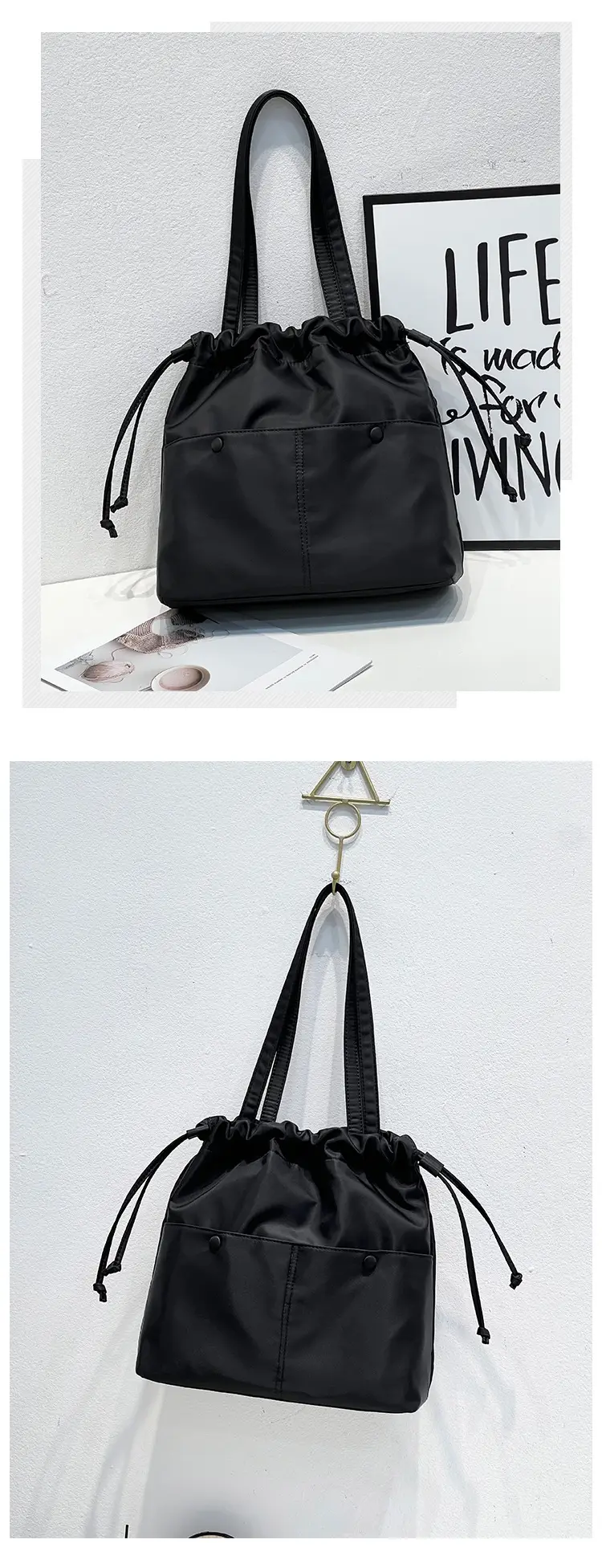 Lightweight Waterproof Drawstring Shoulder Bag — feature 7
