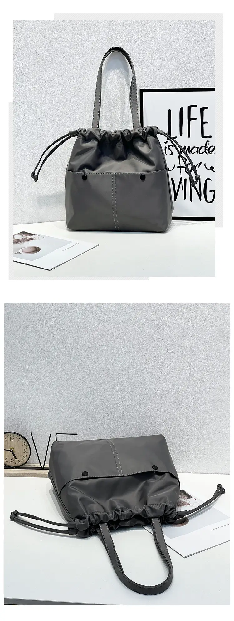Lightweight Waterproof Drawstring Shoulder Bag — feature 8